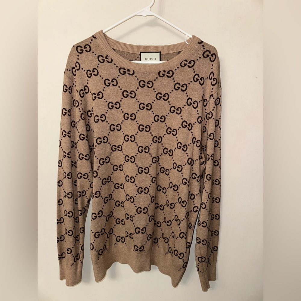 Gucci Tan and Black Logo Sweater